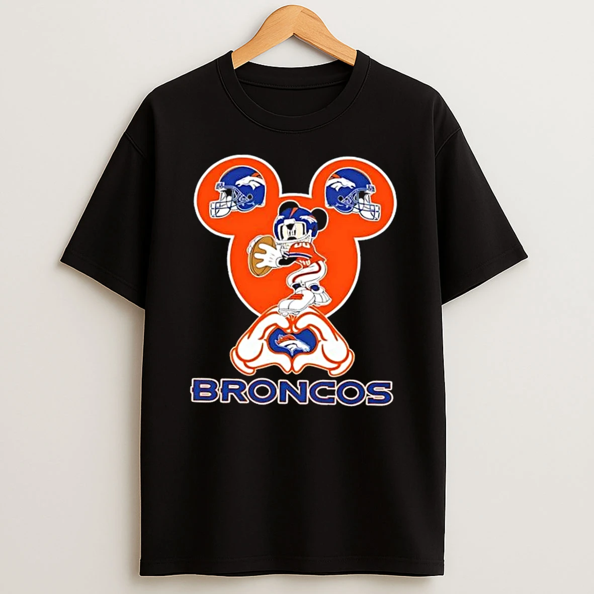 Mickey Hands Heart Denver Broncos Football Shirts