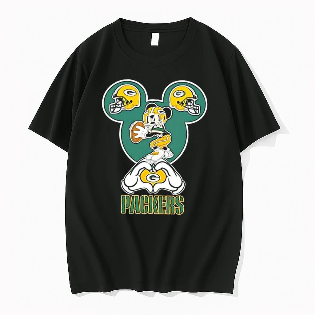 Mickey Hands Heart Green Bay Packers Football Shirts