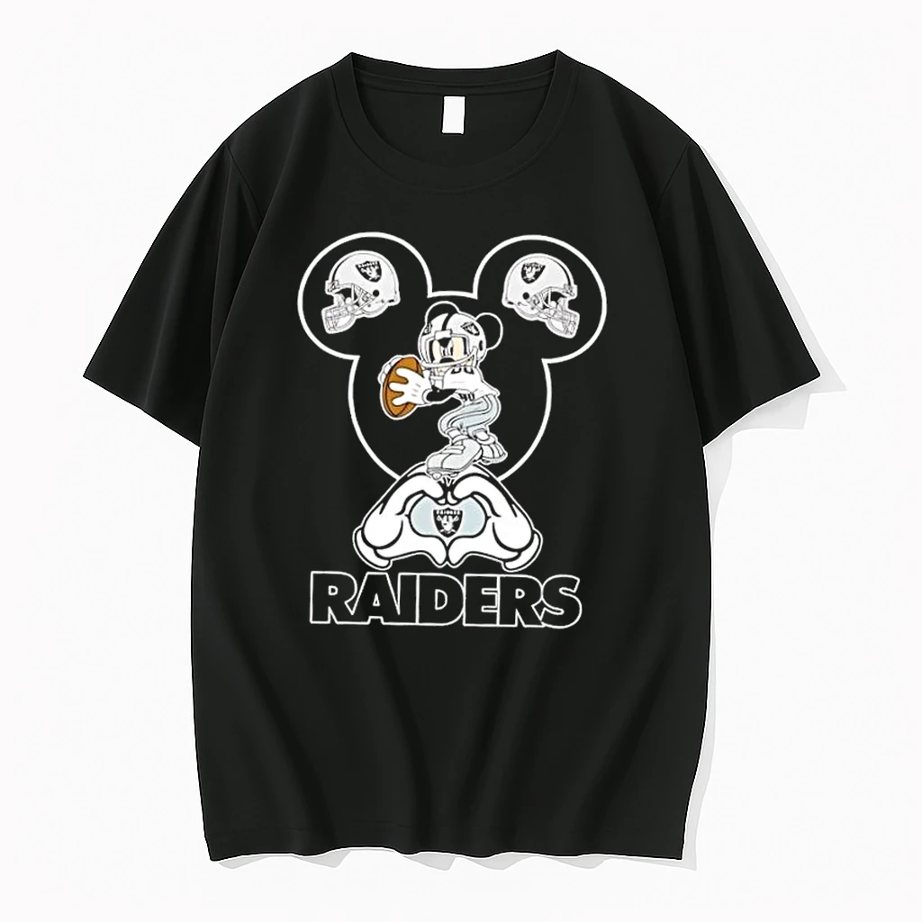 Mickey Hands Heart Love Las Vegas Raiders Football Shirts