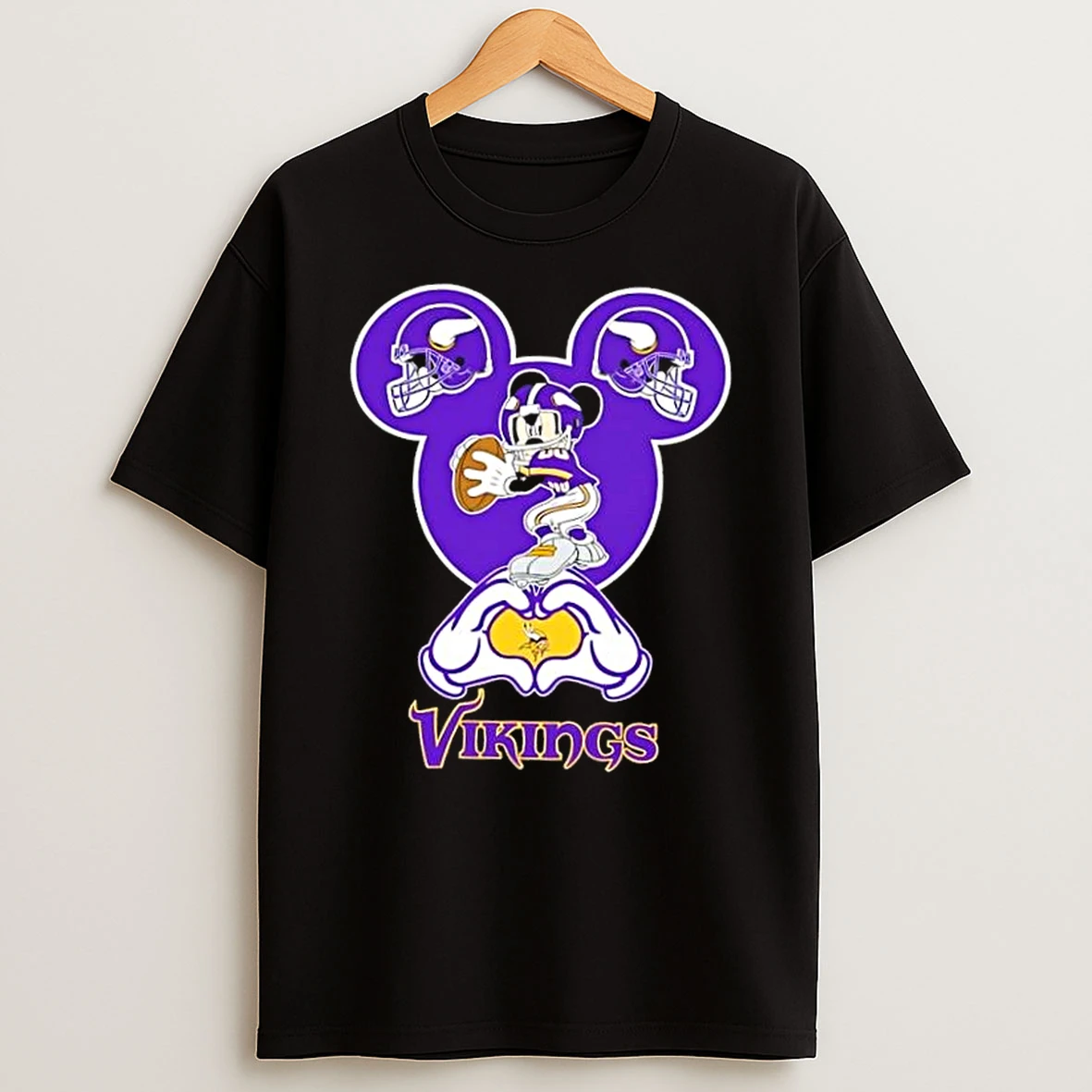 Mickey Hands Heart Love Minnesota Vikings Football Shirts