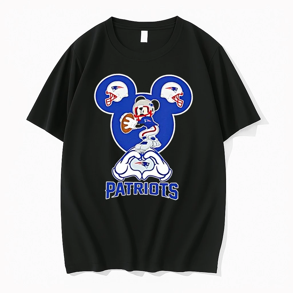 Mickey Hands Heart Love New England Patriots Football Shirts