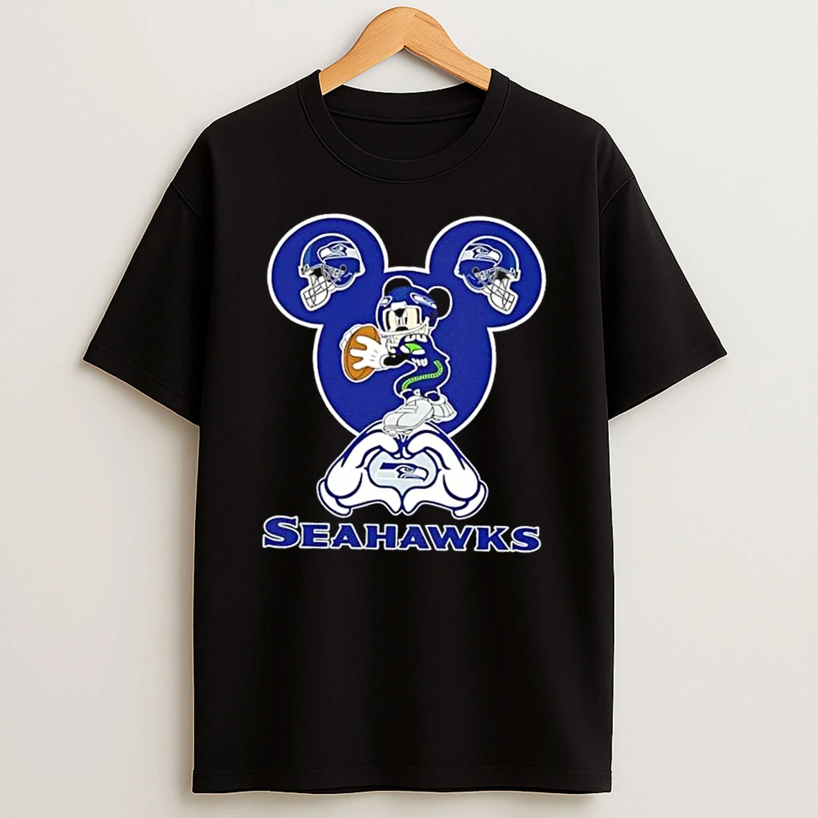 Mickey Hands Heart Love Seattle Seahawks Football Shirts