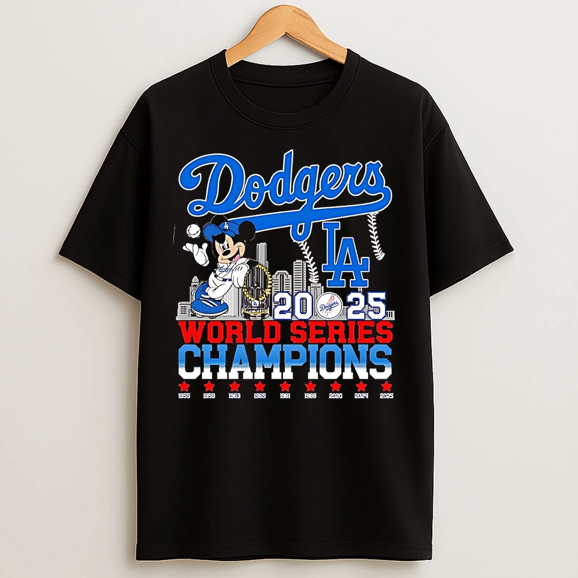 Mickey Los Angeles Dodgers 2025 World Series Champions Trophy T Shirts