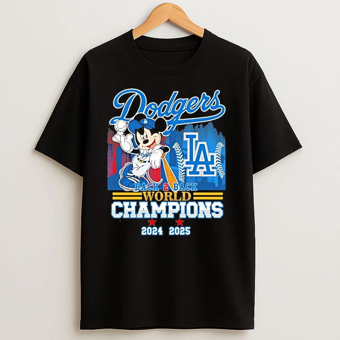 Mickey Mouse X La Dodgers Back 2 Back World Champions T Shirts