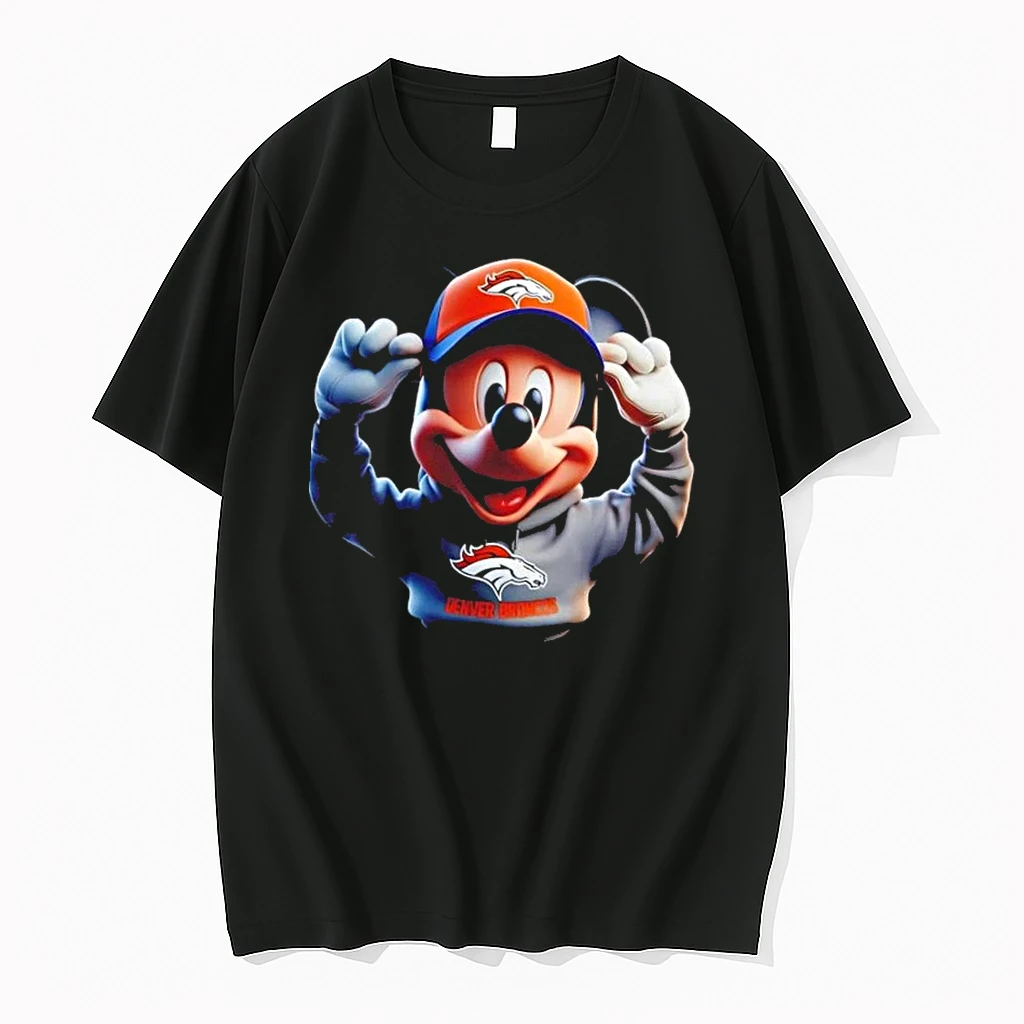 Mickey Wearing Denver Broncos And Smile With Fans Shirts