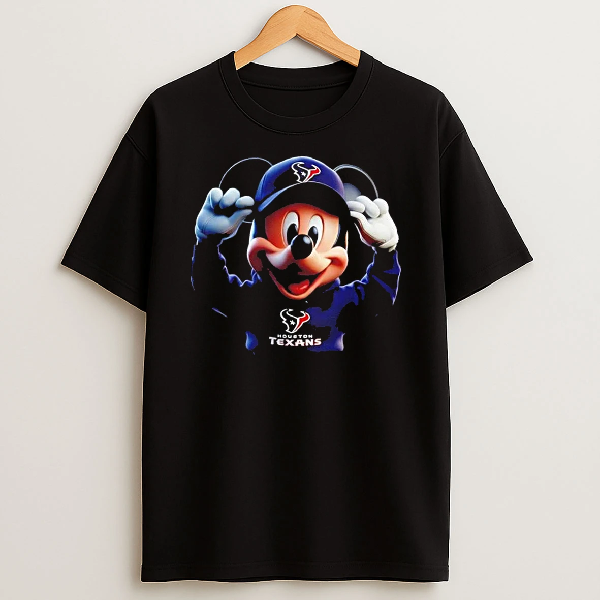 Mickey Wearing Houston Texans And Smile With Fans Shirts