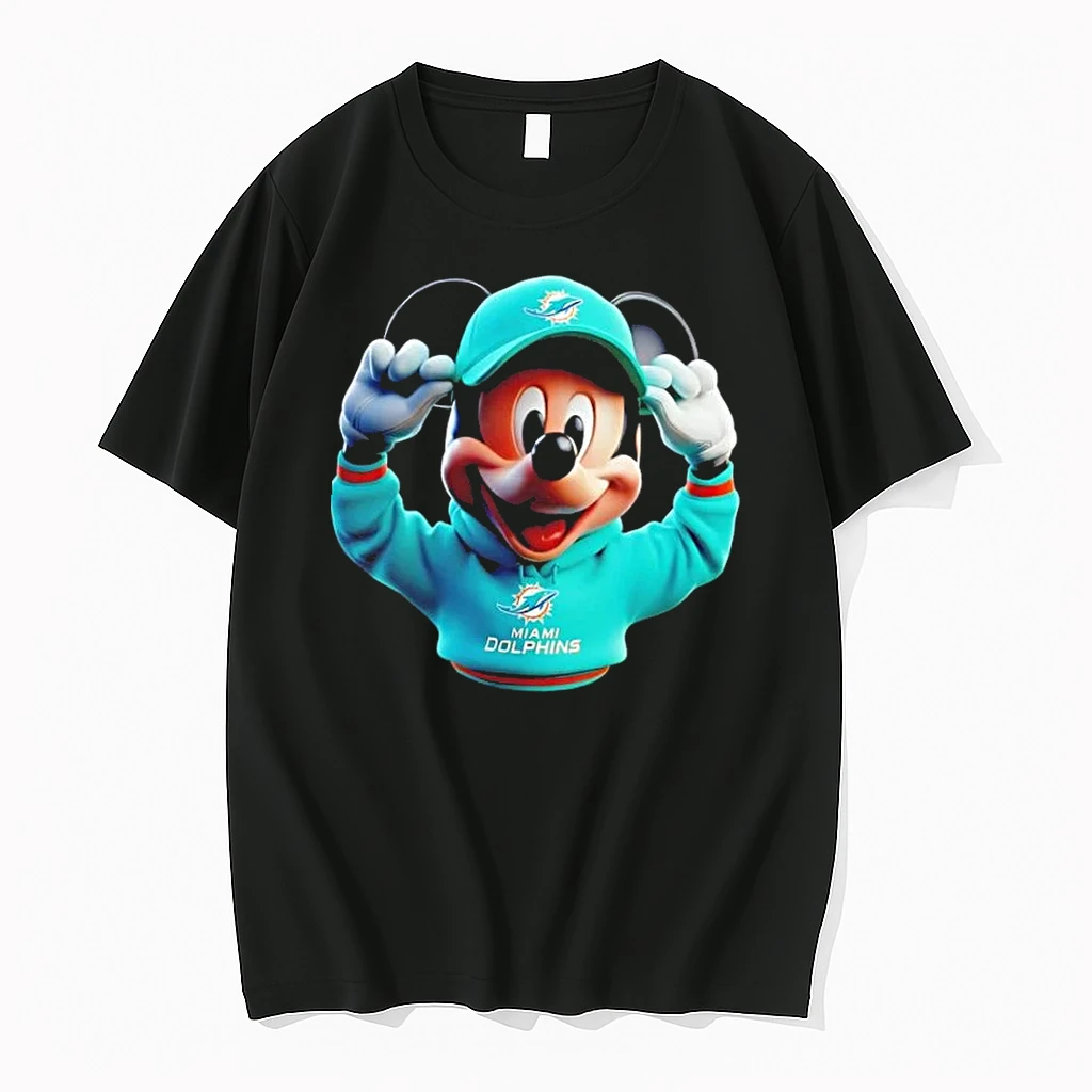 Mickey Wearing Miami Dolphins And Smile With Fans Shirts