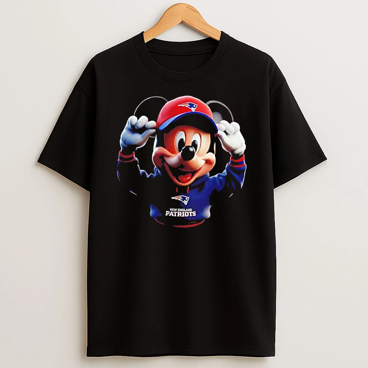 Mickey Wearing New England Patriots And Smile With Fans Shirts