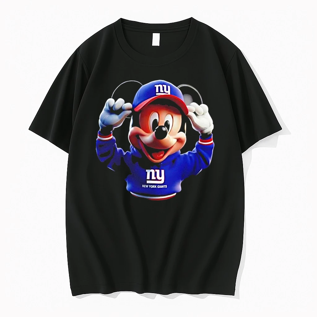 Mickey Wearing New York Giants And Smile With Fans Shirts
