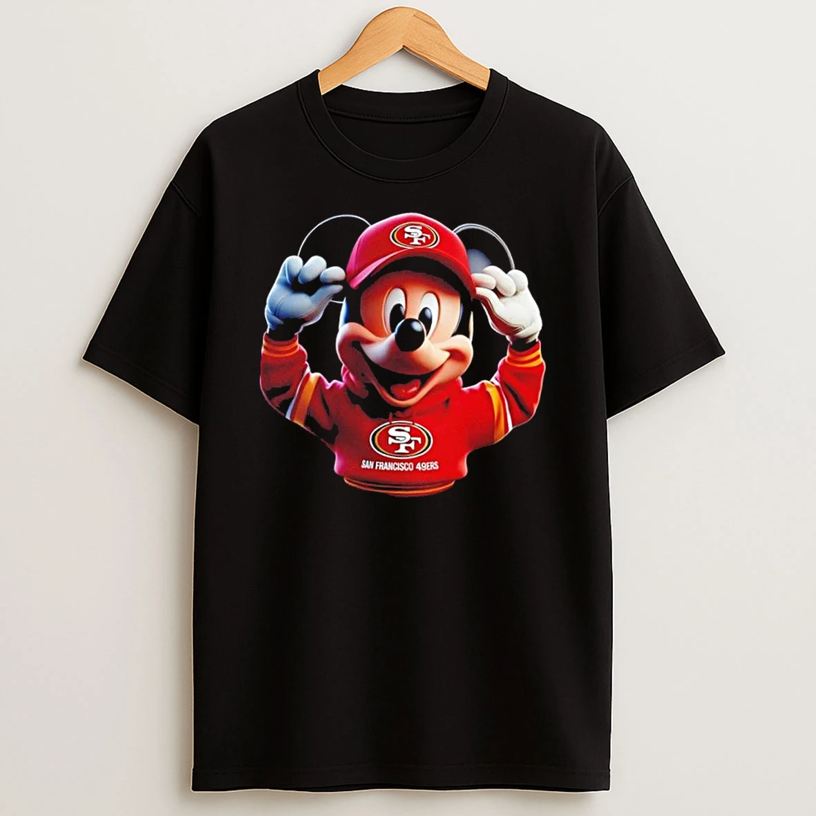 Mickey Wearing San Francisco 49ers And Smile With Fans Shirts
