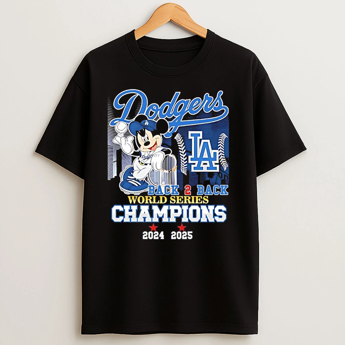 Mickey X Los Angeles Dodgers Back 2 Back 24 25 World Series Champions T Shirts