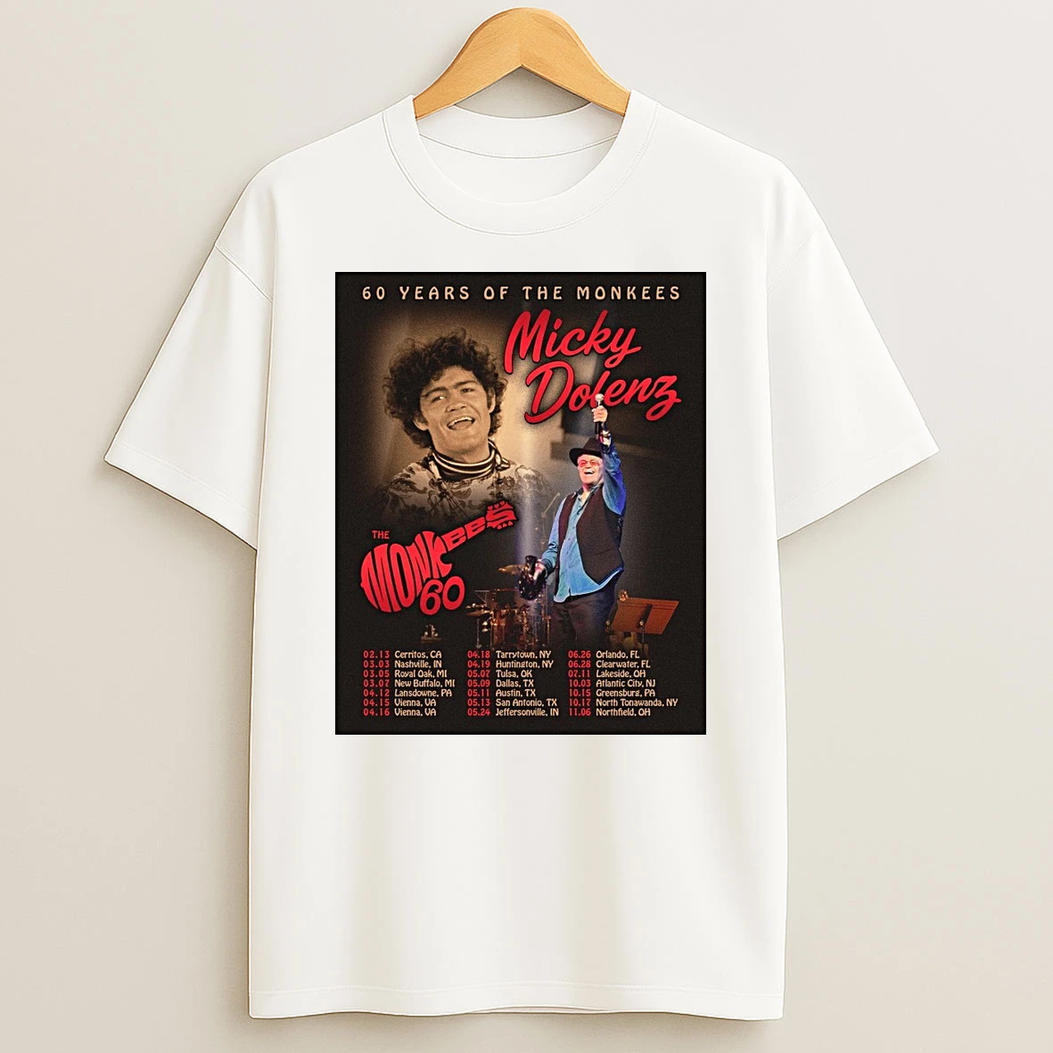 Micky Dolenz 60 Years Of The Monkees The Monkees February 12 2026 In Solana Beach California Shirts