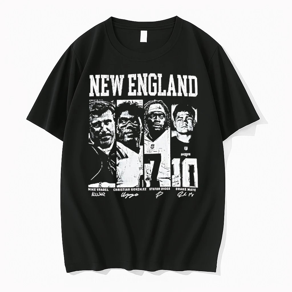 Mike Vrabel Christian Gonzalez Stefon Diggs And Drake Maye New England Patriots Shirts