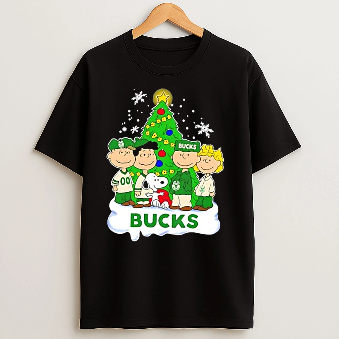 Milwaukee Bucks X Peanuts Snoopy And Friends Christmas Tree T Shirts