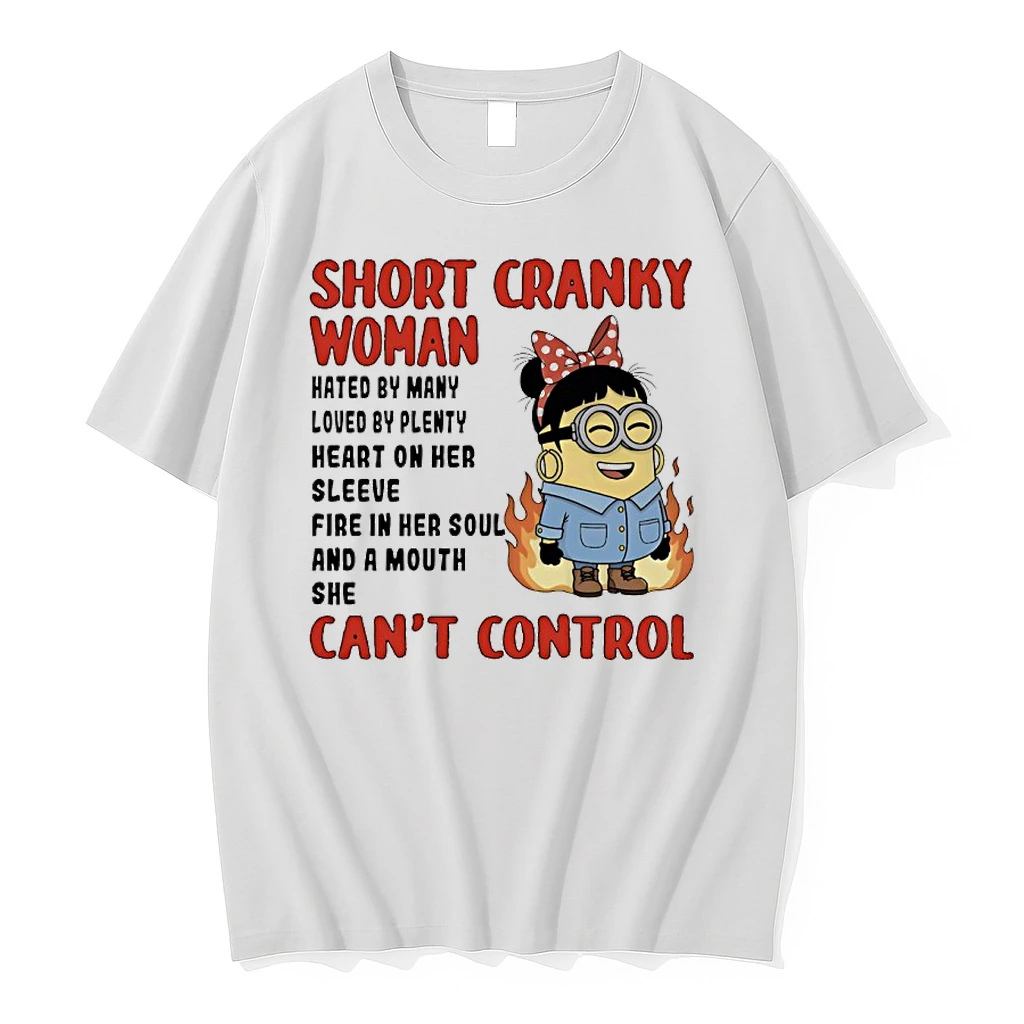Minions Flame Short Cranky Woman Hated By Many Loved By Plenty Heart On Her Sleeve Cant Control Shirts