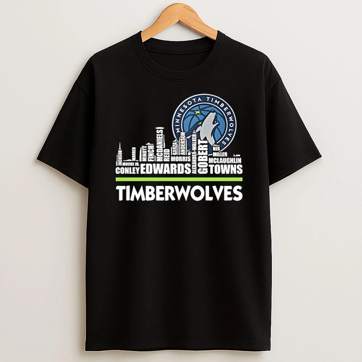 Minnesota Timberwolves Basketball Team 2024 Player Name Skyline Shirts