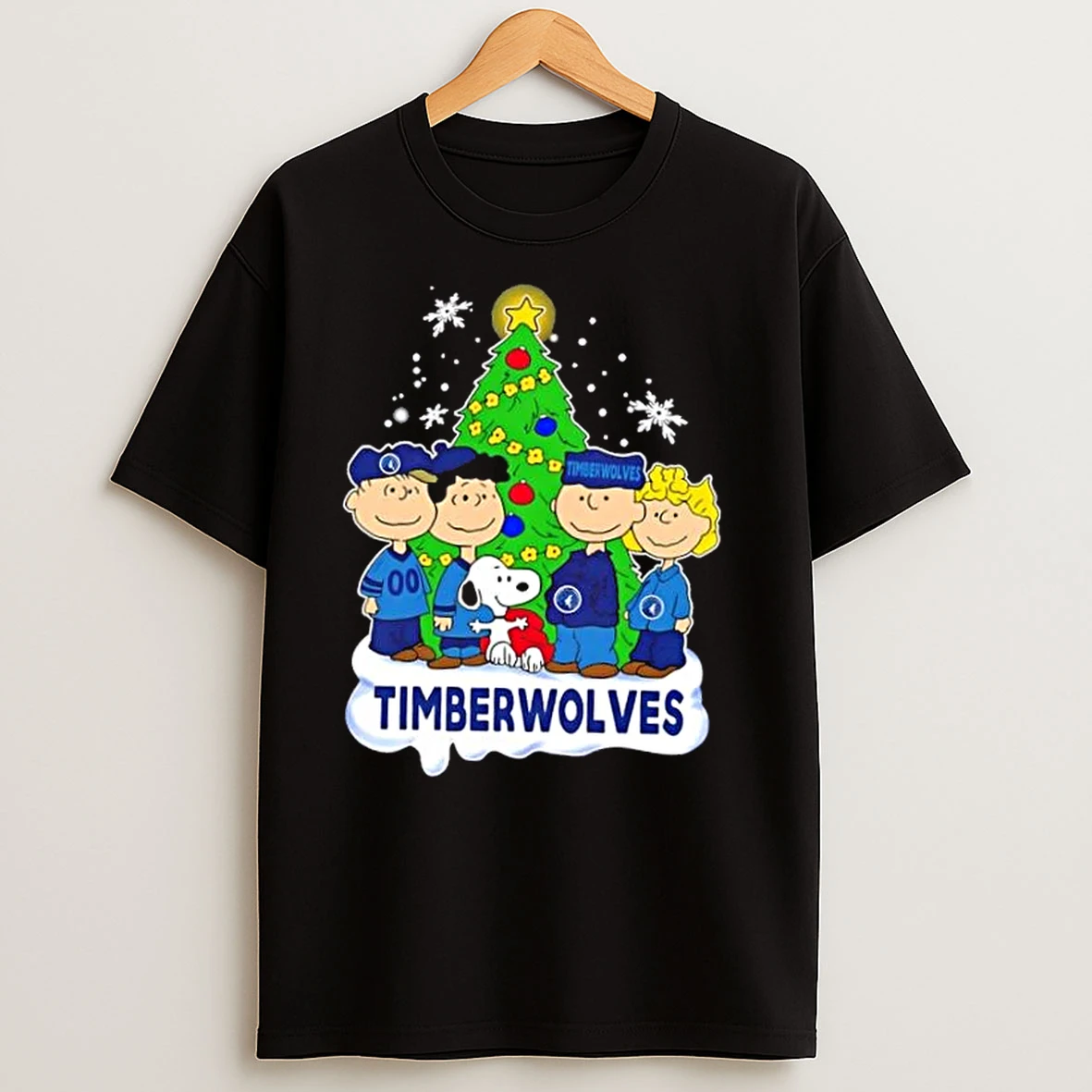 Minnesota Timberwolves X Peanuts Snoopy And Friends Christmas Tree T Shirts