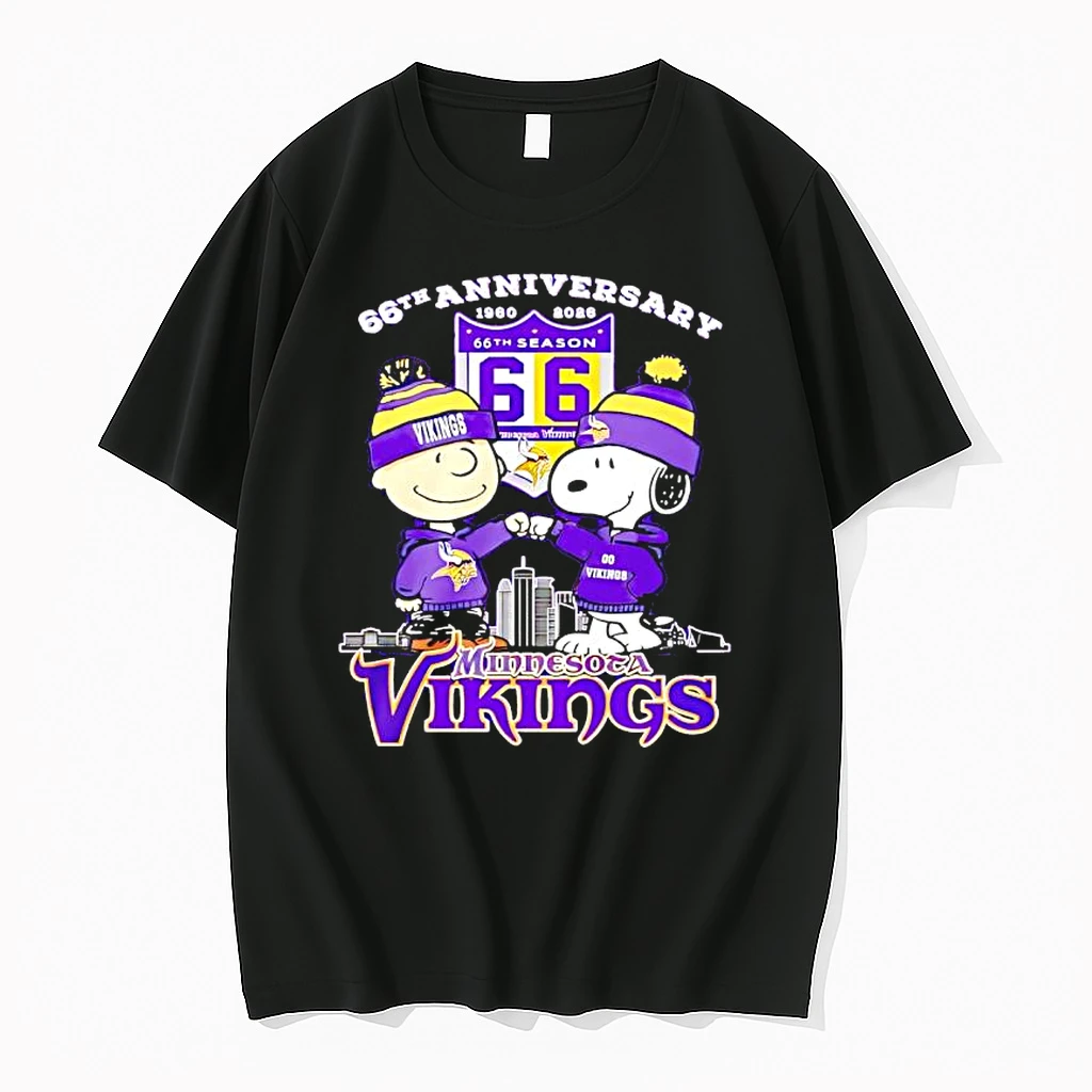 Minnesota Vikings 66th Anniversary 1960 2026 Snoopy Peanuts Black Shirts
