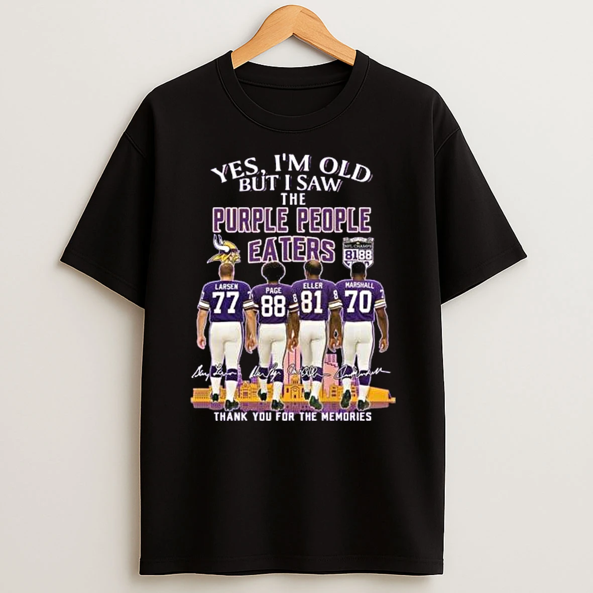 Minnesota Vikings The Purple People Eaters Larsen Pace Eller Marshall 2025 Signatures Shirts