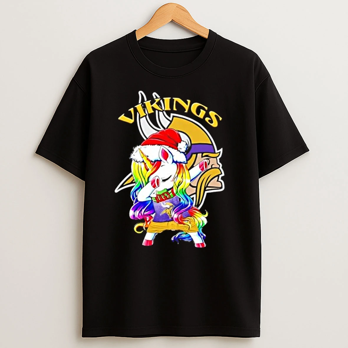 Minnesota Vikings X Unicorn Santa Hat Dabbing Merry Christmas T Shirts