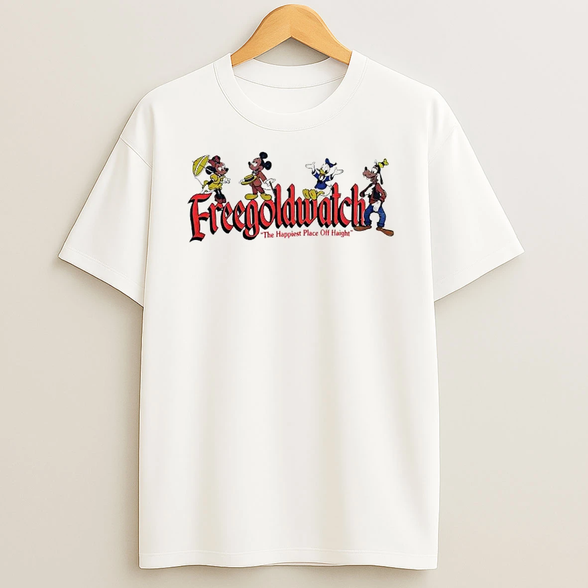 Minnie Mickey Mouse Donald Duck Goofy Freegoldwatch The Happiest Place Off Haight Shirts