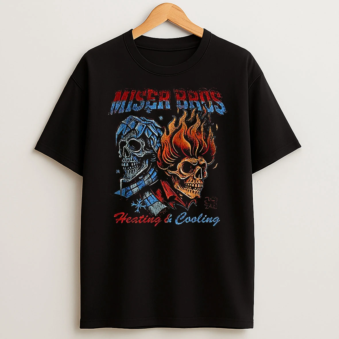 Misser Bros Heating And Cooling 1974 Skull Ice And Fire Shirts