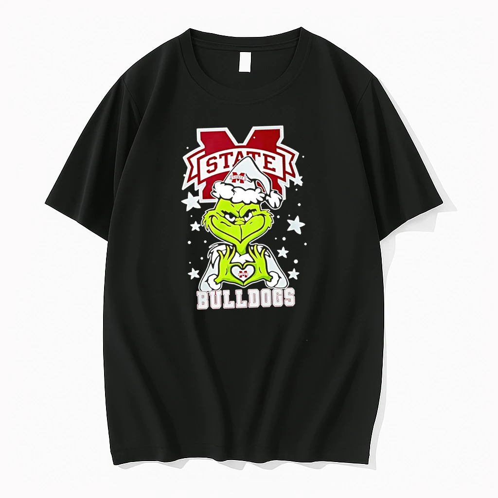Mississippi Bulldogs Love Grinch Heart Hand Christmas 2025 Shirts