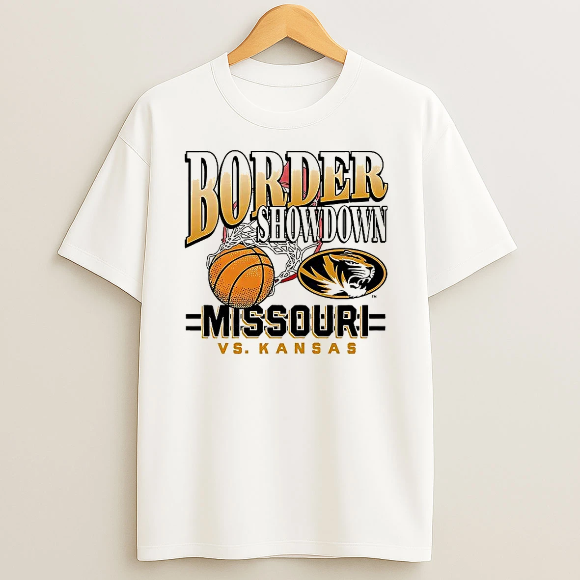 Missouri Tigers Vs Kansas Jayhawks Basketball Border Showdown Mascot Shirts