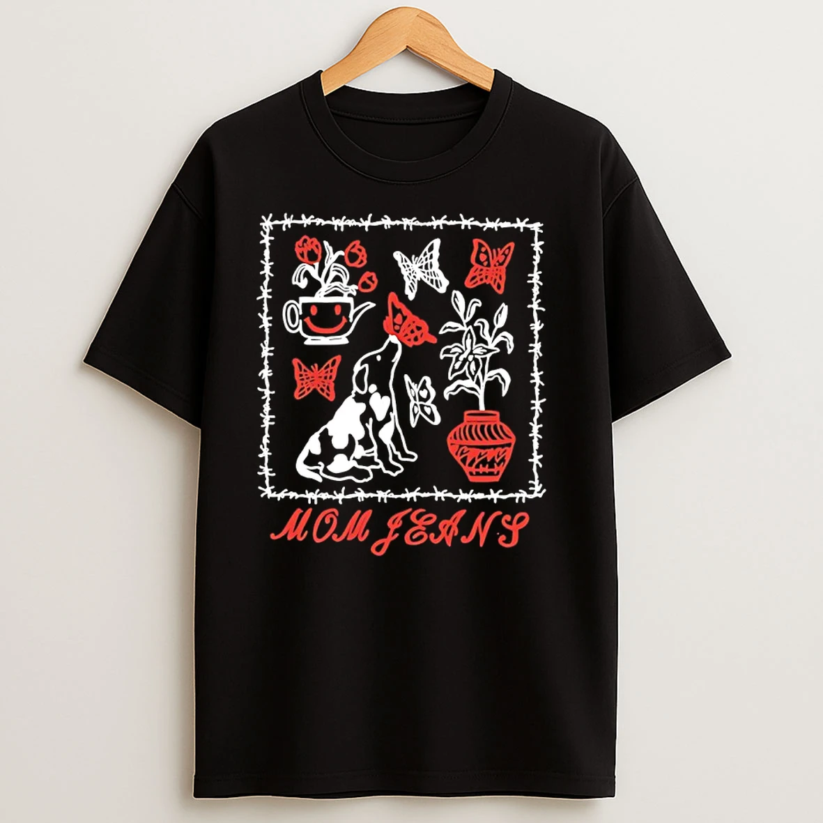 Mom Jeans Butterfly Puppy T Shirts