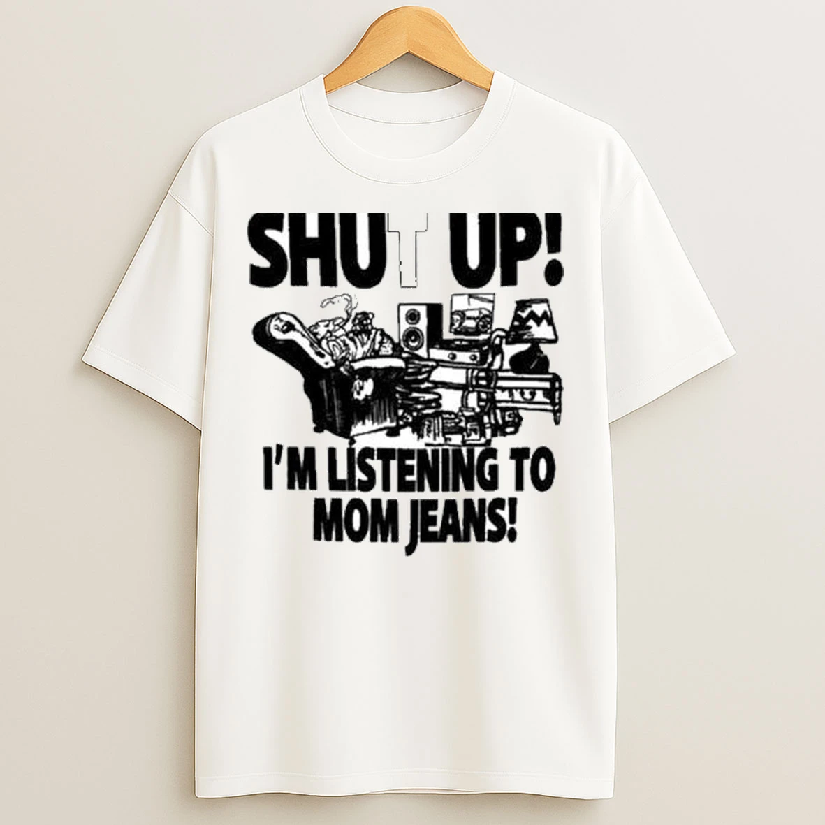 Mom Jeans Shut Up Im Listening To Mj Circle White T Shirts