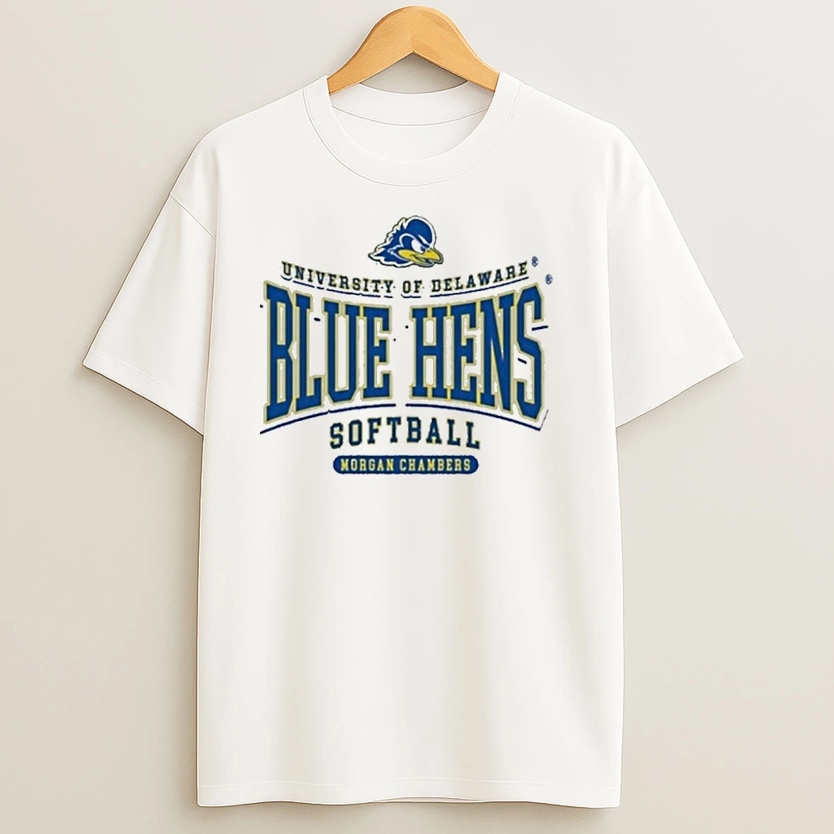 Morgan Chambers University Of Delaware Blue Hens Softball Logo T Shirts