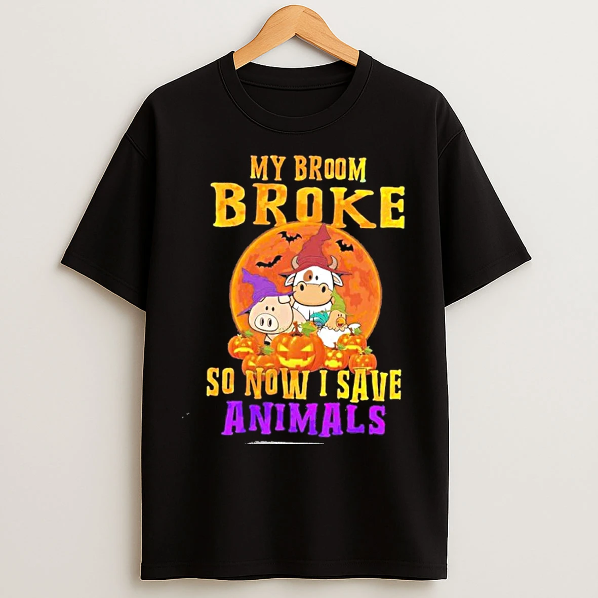 My Broom Broke So Now I Save Animals Halloween T Shirts