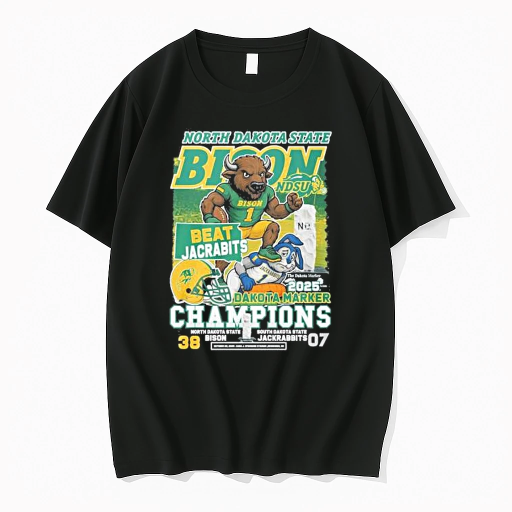 Ndsu Bison Mascot Beat Jackrabbits 2025 Dakota Marker Champions Shirts