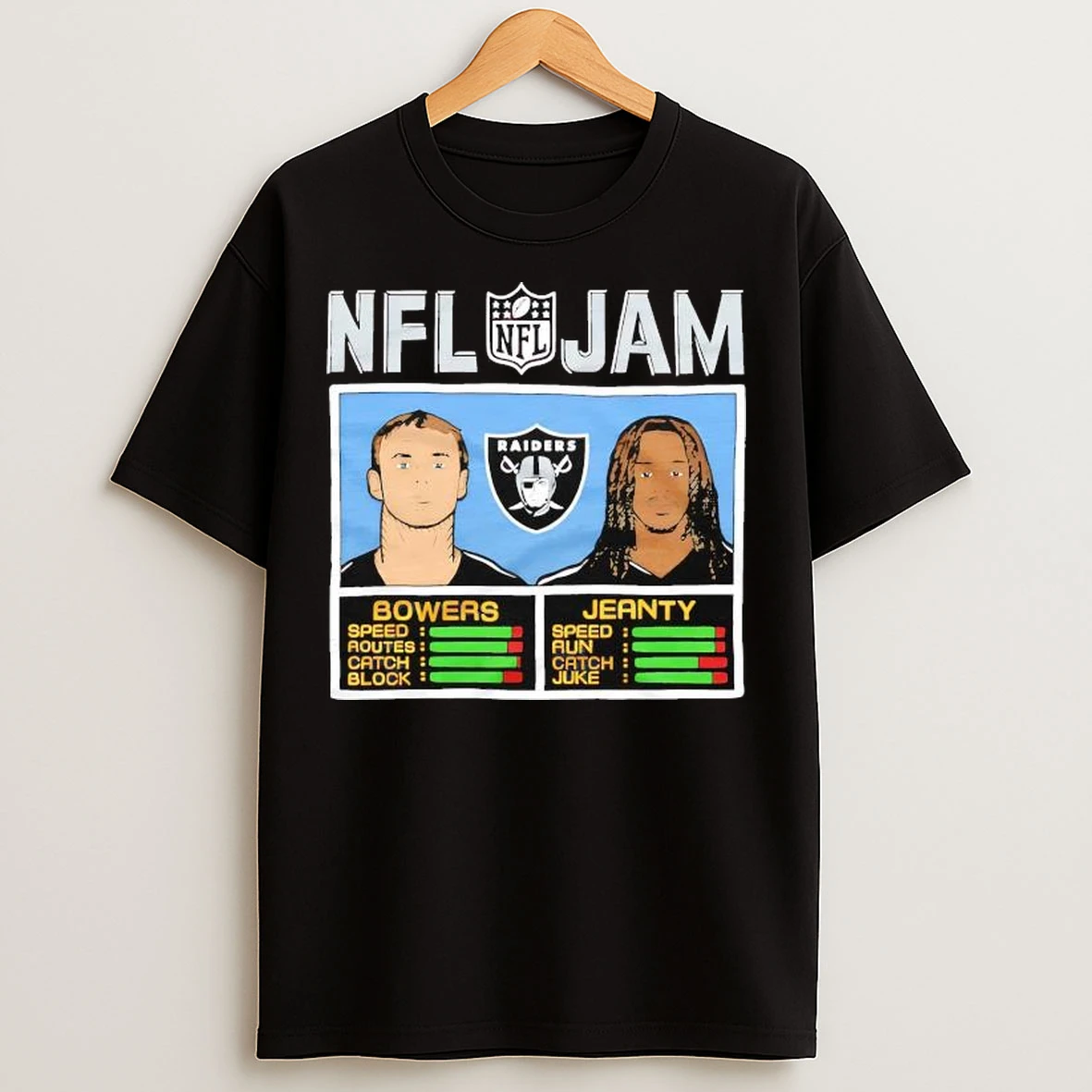 Nfl Jam Raiders Bowers And Jeanty Las Vegas Raiders T Shirts