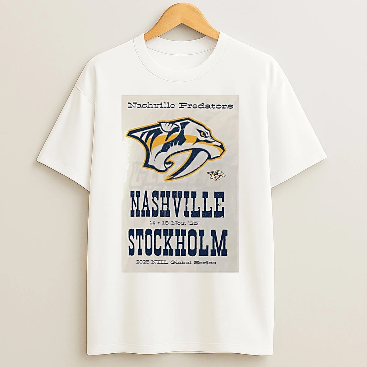Nashville Predators 2025 Hometown To Stockholm Global Series T Shirts
