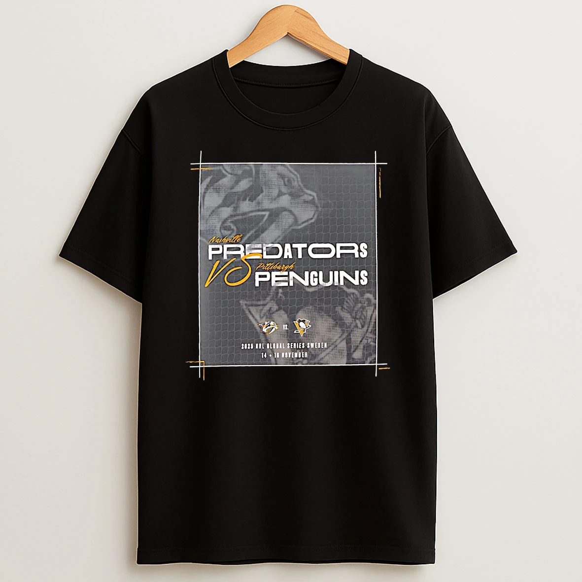 Nashville Predators Vs Pittsburgh Penguins 2025 Global Series Matchup Shirts