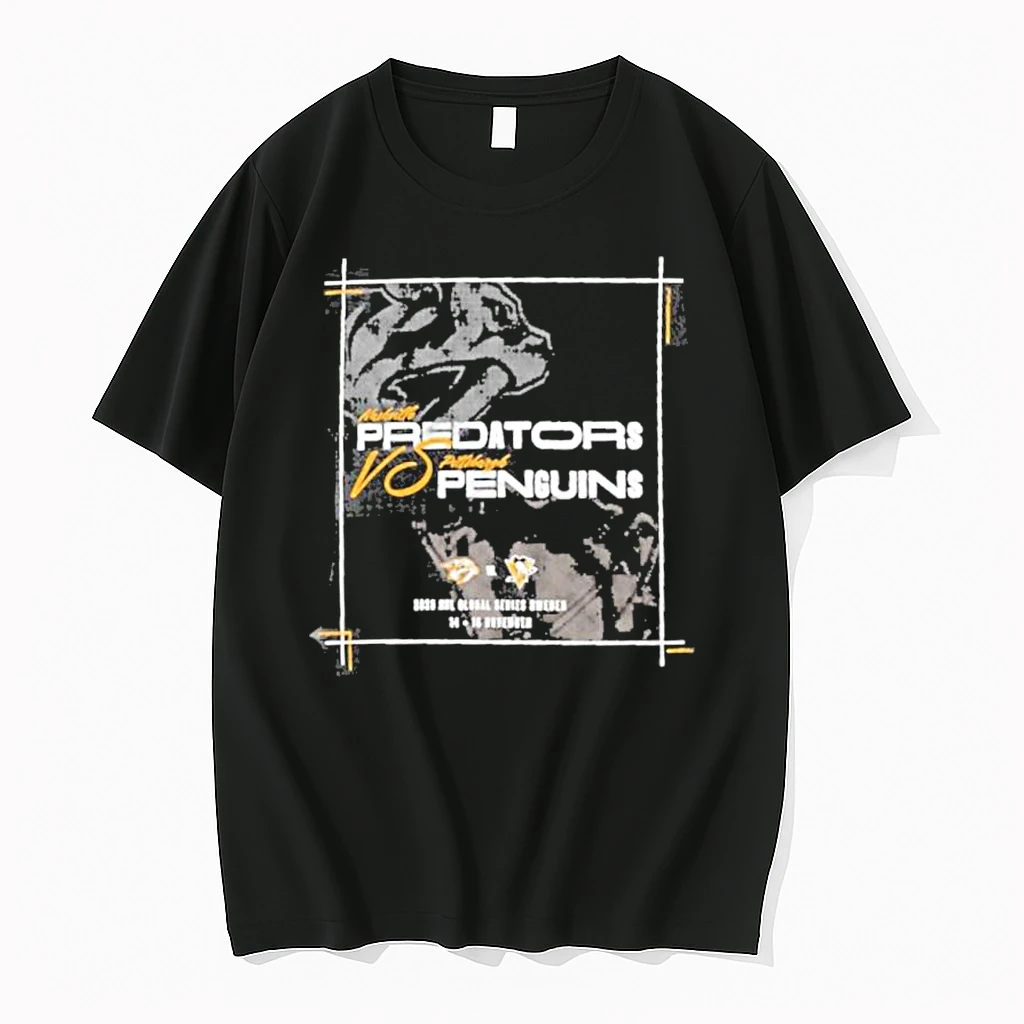Nashville Predators Vs Pittsburgh Penguins 2025 Nhl Global Series Matchup Legacy Shirts
