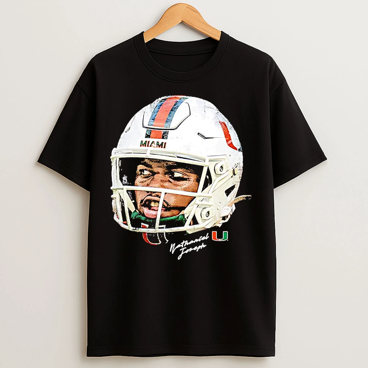 Nathaniel Joseph Big Face Signature Miami Hurricanes T Shirts