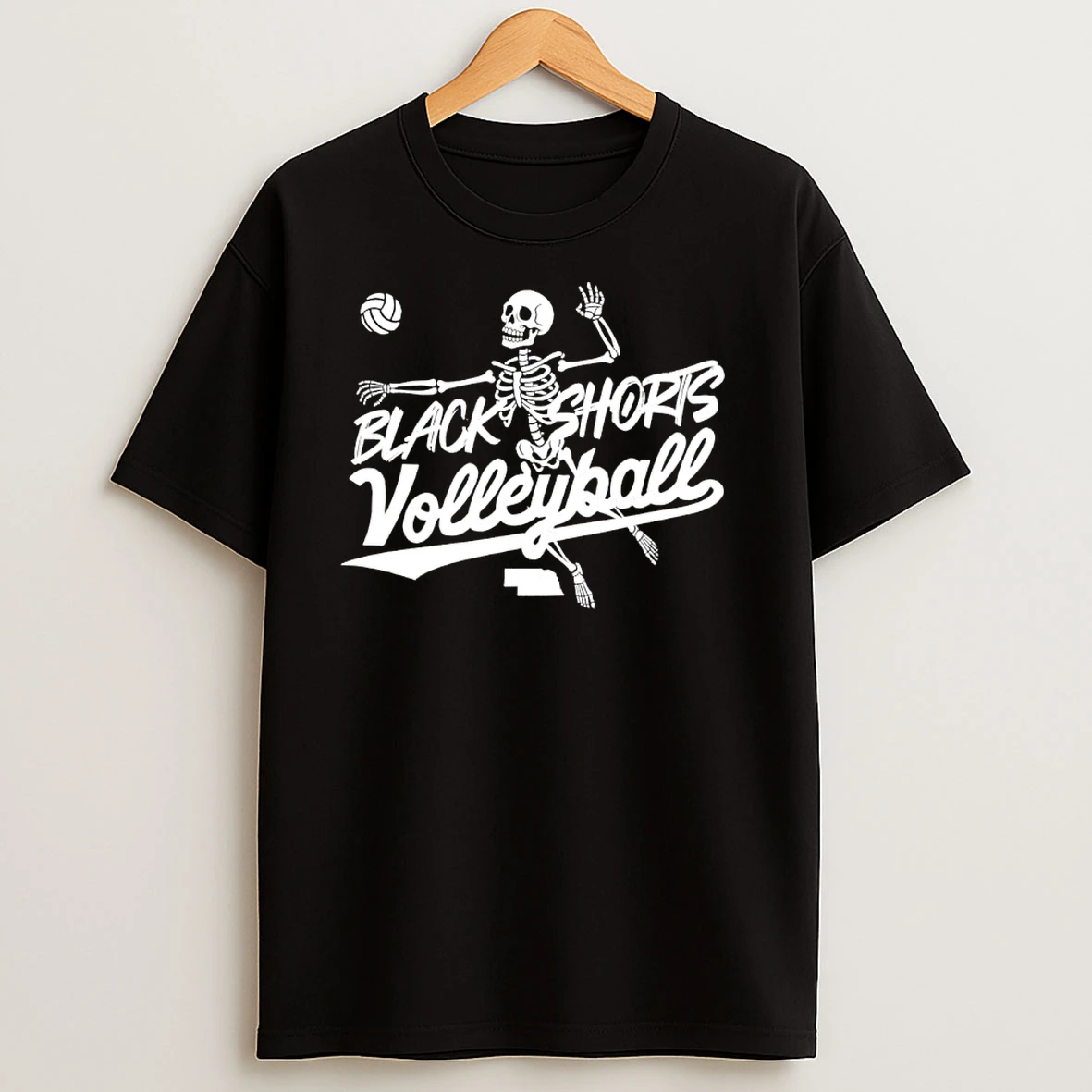 Nebraska Black Shorts Volleyball Skeleton T Shirts