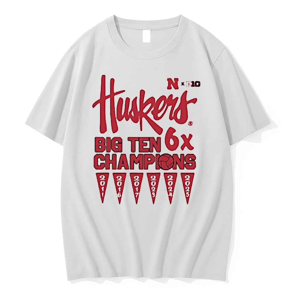 Nebraska Cornhuskers 2025 Big Ten 6x Champions Shirts