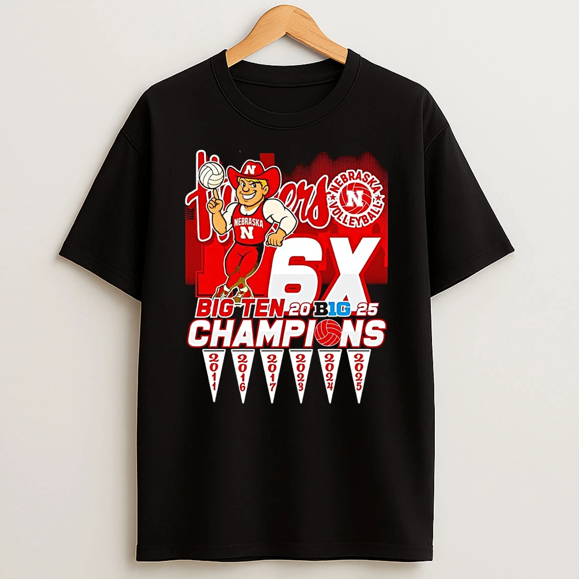 Nebraska Cornhuskers 6x Big Ten 2025 Champions Shirts