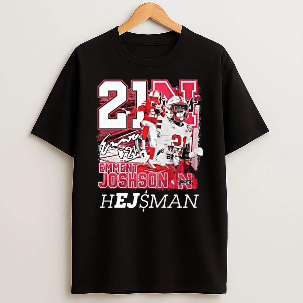 Nebraska Cornhuskers Emmett Joshson Hejsman 21 Forever Signature Shirts