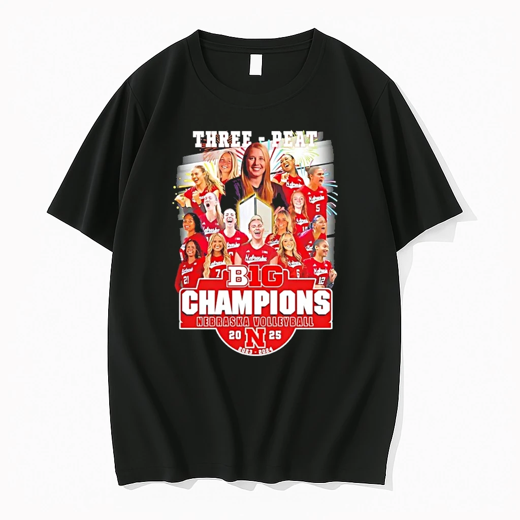 Nebraska Volleyball 2025 Big Champions Three Peat Shirts