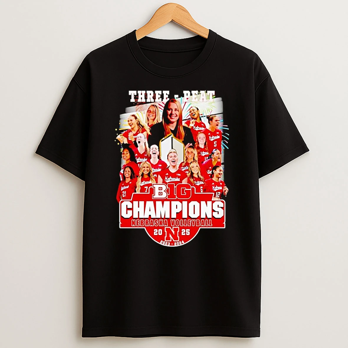 Nebraska Volleyball 2025 Big 10 Champions Three Peat Shirts