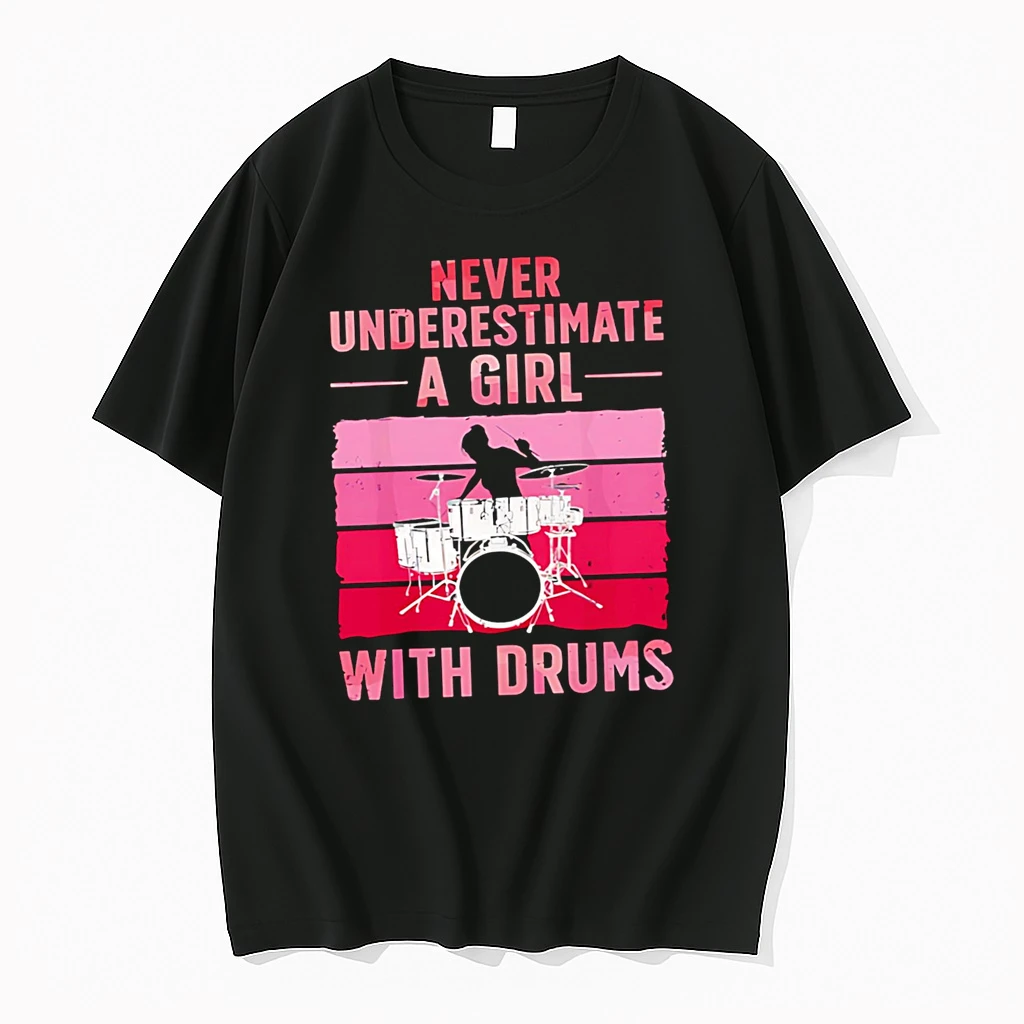 Never Underestimate A Girl With Drums Vintage Pink Shirts