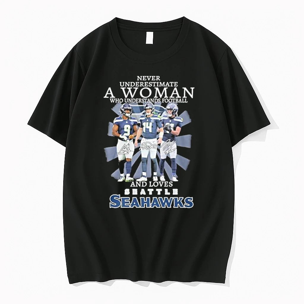 Never Underestimate A Woman Who Understands Football And Loves Seattle Seahawks 2025 Shirts