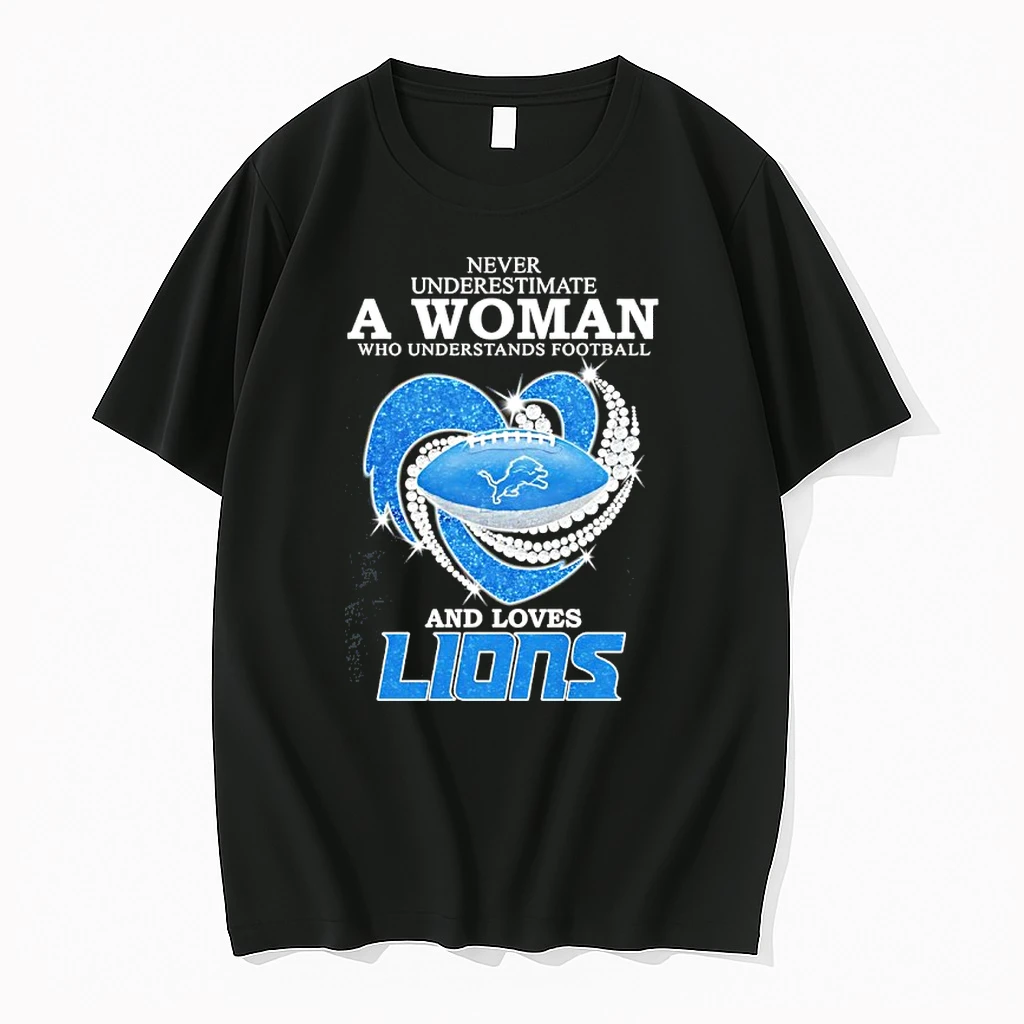 Never Underestimate A Woman Who Understands Football And Loves Detroit Lions Heart Diamond Shirts