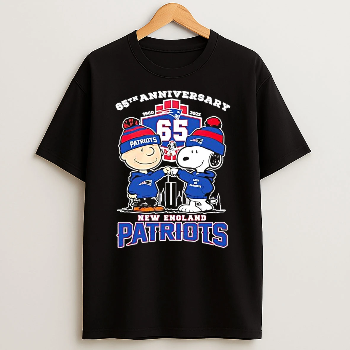 New England Patriots 65th Anniversary 1960 2025 Snoopy Peanuts Black Shirts
