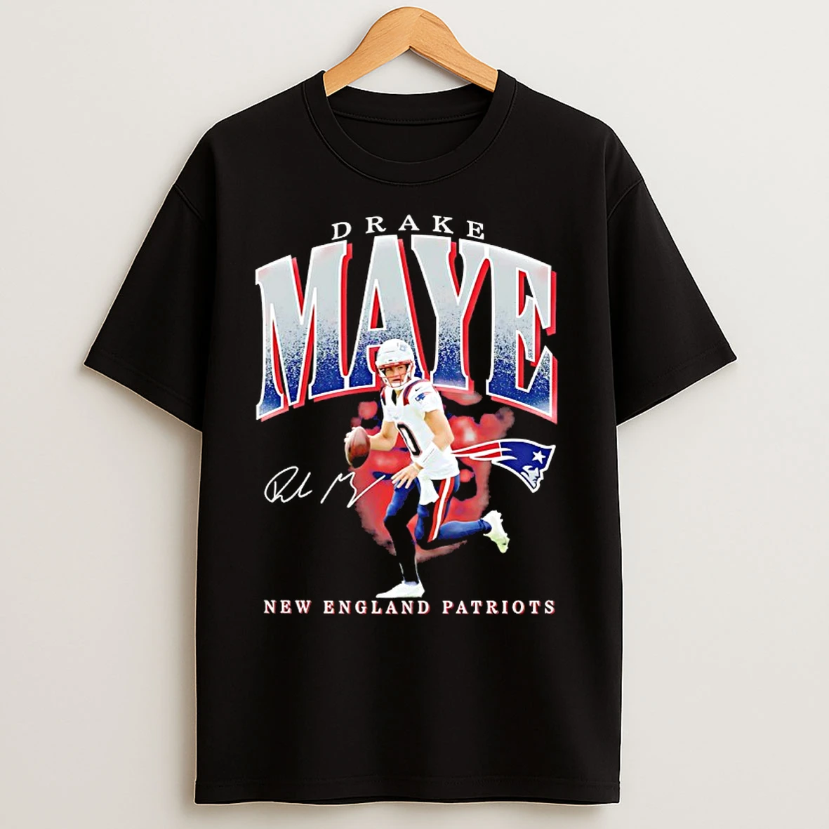 New England Patriots Drake Maye Player Signature Vintage T Shirts