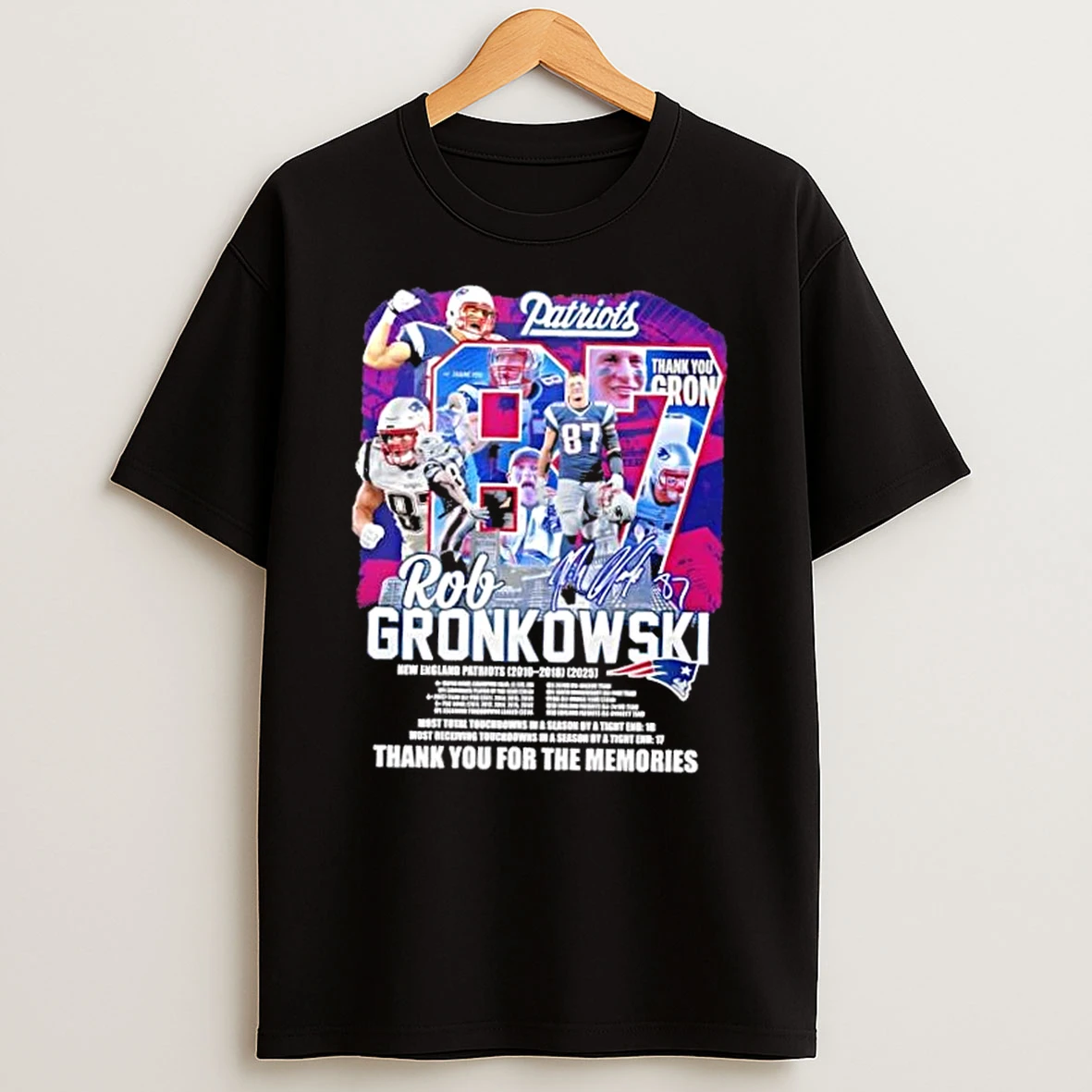 New England Patriots Rob Gronkowski Thank You For The Memories Signature Shirts